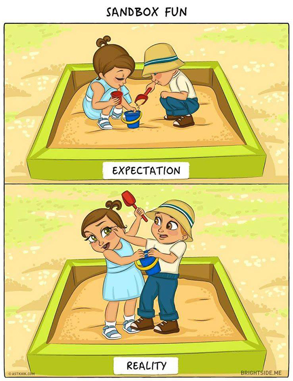 Elképzelés vs valóság: 9 rajz, ami megmutatja, milyen valójában az élet egy kisgyerekkel