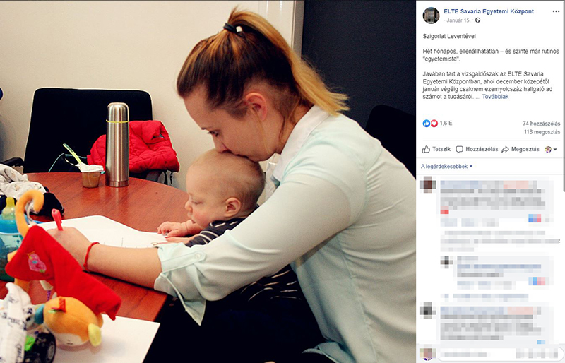 A legcukibb egyetemista: 7 hónapos kisfiával az ölében szigorlatozott egy anyuka az ELTE-n