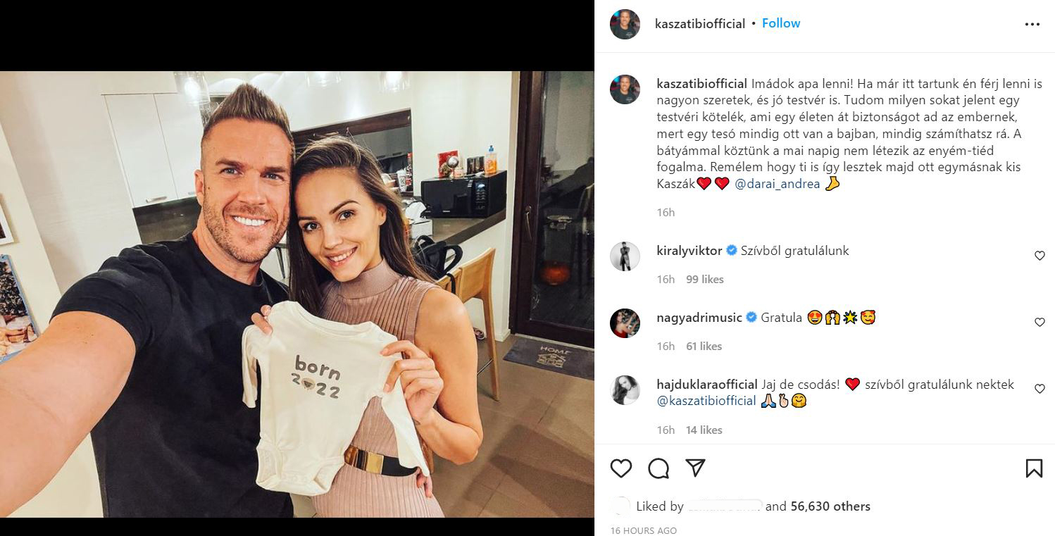 Babát vár Kasza Tibi és felesége - Ezzel a cuki fotóval jelentették be második gyermekük érkezését